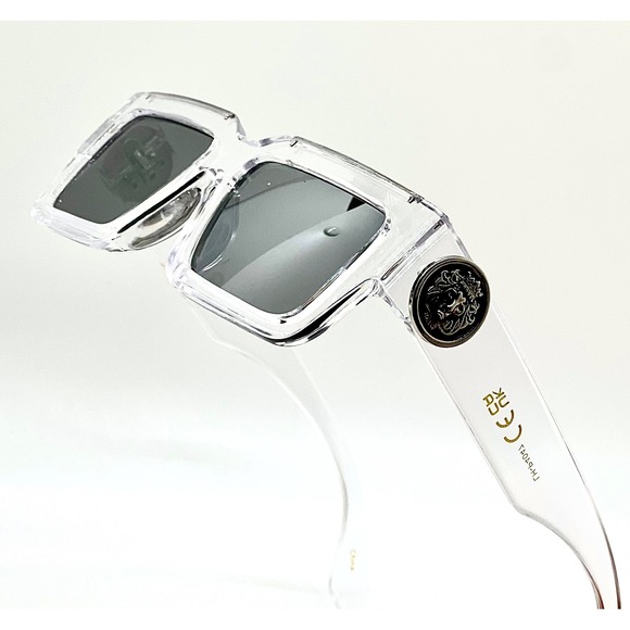 Sunglasses‎ Transparent Frame Mirror Lens Square Designer Style Driving Hip Hop - Picture 1 of 5